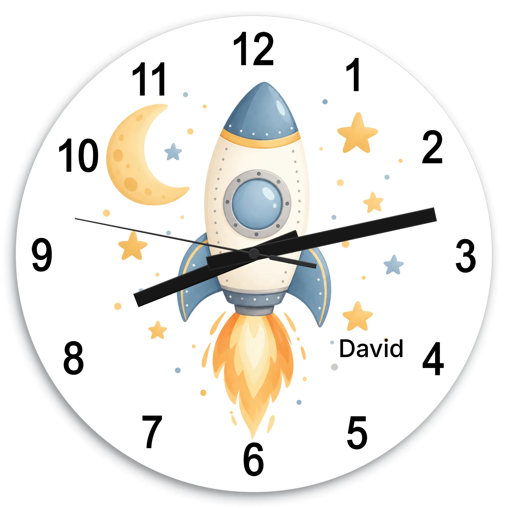 Dětské nástěnné hodiny Raketa ke hvězdám se jménem dítěte
