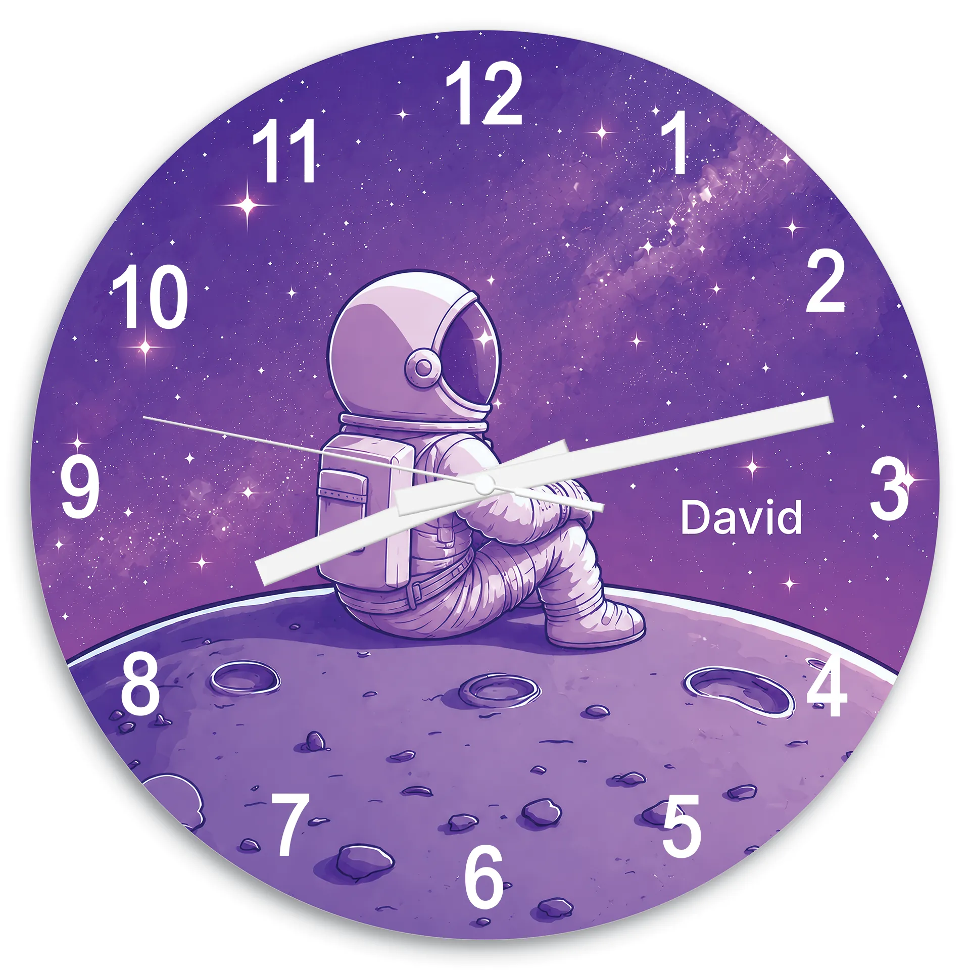 Dětské nástěnné hodiny Kosmonaut na Měsíci se jménem dítěte